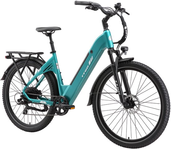 SmartAI 27.5" Elektrische stadsfietsen – 648WH Lithium Accu – Actieradius tot 120 km –250W Motor – 48V 13.5Ah Accu – Shimano 7s – Hydraulische Schijfremmen– Drievoudige Vering – Elektrische Fiets - 70 Nm- Groente