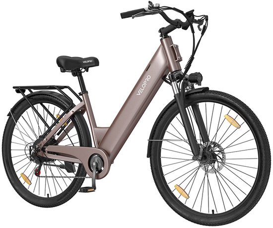 SmartAI C1 28 inch Elektrische Fiets - 250W Motor - 36V 13Ah Accu - Bereik tot 80km - Shimano 7-Snelheden - Max 25km/u - - Verende Voorvork -Elektrische stadsfietsen -Champagne goud