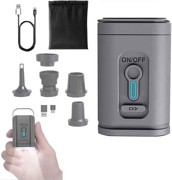 SMH LINE® Elektrische pomp - luchtbed/zwembad pomp - 2in 1 - Draagbare luchtpomp- Opblaaspomp - 2400mAH accu van Merkloos
