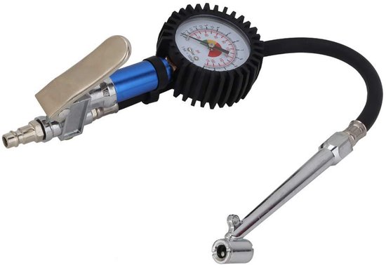 SnelShoppen - 12 Bar Zelfklevende Bandenpomp met Drukmeter, Inflator en Snelle Luchtconnector, Duurzaam Materiaal, 55mm Dial, Ideaal voor Auto, Fiets