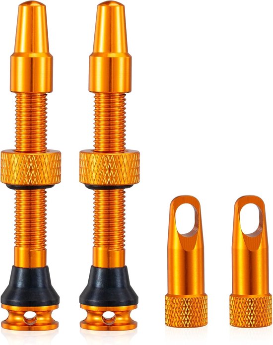 SnelShoppen - 2 Stuks Fietsbuis Tubeless Presta Ventiel Handvat, Rood, Geïntegreerd Kern Verwijder Tool (44mm) - Lichtgewicht Aluminium, Eenvoudig in