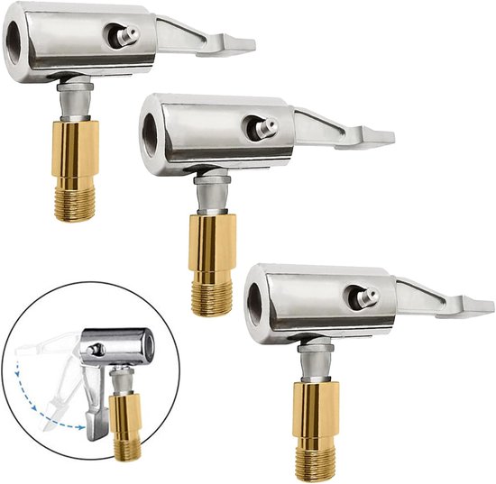 SnelShoppen - 3pcs 8mm Auto Ventiel Adapter, Luchtpomp Adapter met Handgreep en Snelsluiting, Geschikt voor Fietsen, Tubeless Ventielen, Robuuste Alum