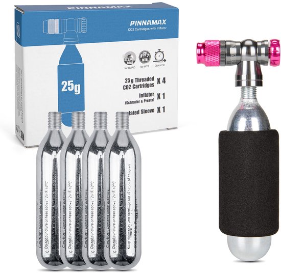 SnelShoppen - CO2 Fietspomp Set - Inclusief 16g/25g CO2 Patronen - Presta & Schrader Ventielen Compatibel - Ideaal voor Racefietsen & MTB - Inflator m