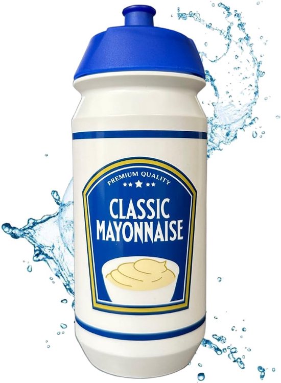 SnelShoppen - Drinkfles Classic Mayonaise 500 ml BPA-vrije waterfles voor Sport, Fitness, Vrije Tijd, Outdoor, Fiets, Werk, Reizen, School, Duurzaam C