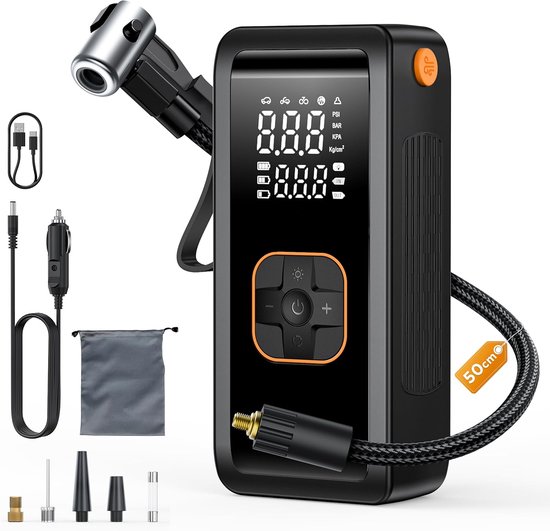 SnelShoppen - Elektrische Luchtpomp Fietspomp 150 PSI USB-C Oplaadbare Compressor met LED Licht voor Auto, Fiets, E-Bike, Motorfiets, Ballen Pomp