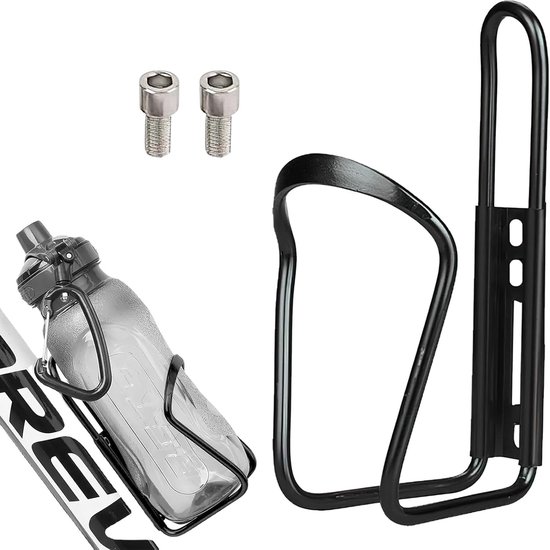 SnelShoppen - Fiets Bidonhouder Aluminium, Versterkte Flessenhouder voor Fiets, MTB, Racefiets, Zwart, Universele maat met 2 Schroeven
