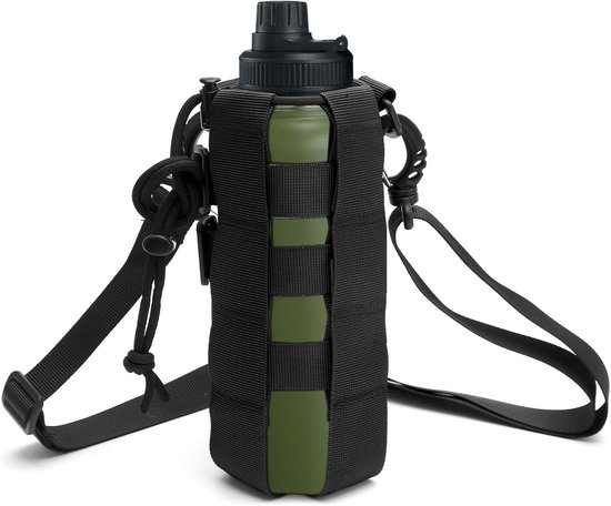 SnelShoppen - Flessenhouder Strap - Verstelbare Flessenhouder Rugzak met Trekkoord - Duurzaam Nylon - Perfect voor Festivals, Hardlopen, Kamperen, Wan