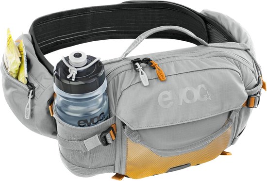 SnelShoppen - Heuptas Fietsen E-bike Tochten & Trails 3L - AIRFLOW CONTACT SYSTEM, AIRO FLEX Heupgordel, VENTI FLAP, Bidonhouder - Stone Grey