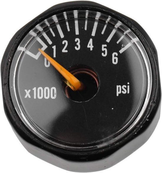 SnelShoppen - Mini Drukmeter 1/8NPT Zwart Precisie Ventiel Micro Drukmeter Kooldioxide 25mm Diameter (6000PSI) voor Professioneel en Thuisgebruik