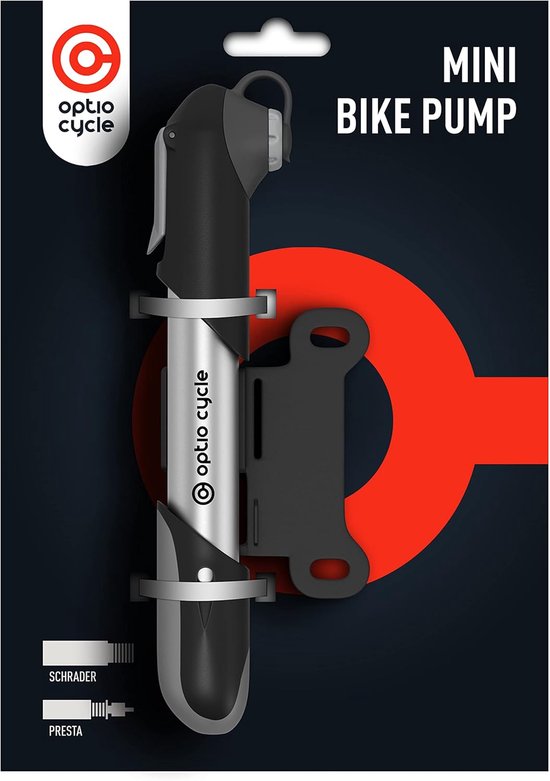 SnelShoppen - Mini Fietspomp 120 PSI / 8,3 Bar - Compacte Framepomp met Houder voor Racefiets, MTB, E-Bike & Gravel Bike - Geschikt voor Presta & Schr