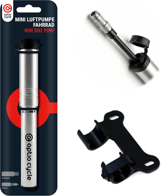 SnelShoppen - Mini Fietspomp met Slang 120 PSI / 8,3 Bar – Compacte Aluminium Handpomp voor Presta en Schrader Ventielen | Ideaal voor MTB, Racefiets