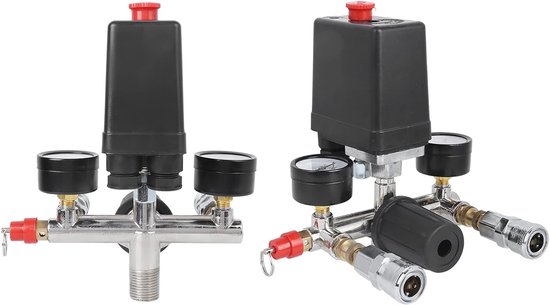 SnelShoppen - Multifunctionele Manifold Regulator voor Luchtcompressor met Dubbele Drukmeter - Stabiele Drukregeling, Hoogwaardige Chroom Geplateerde