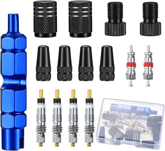 SnelShoppen - Pack van 15 Fietsventiel Inserts, Franse Sclaverand Presta Ventiel Adapter, Ventieldop Fietsventiel, Presta Schrader Converter, Ventielk