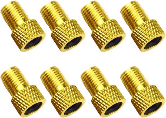SnelShoppen - Pack van 8 Fietsventiel Adapters - Franse Ventiel Adapter - Hoogwaardige Aluminium Accessoires voor Fiets en Auto - Inclusief Seal Ring