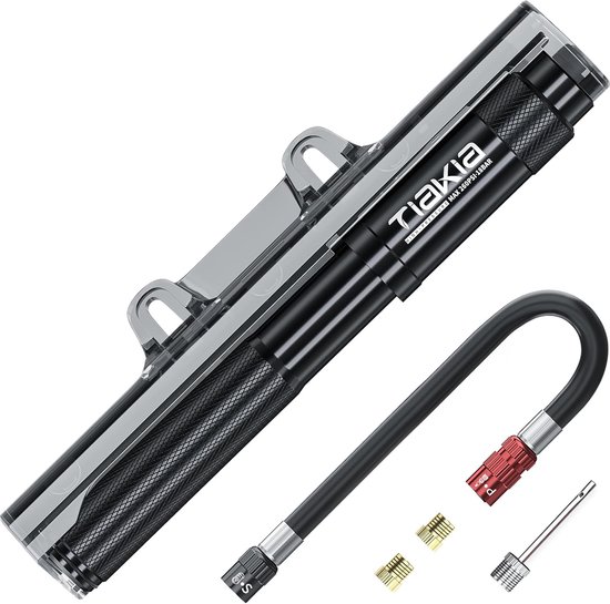 SnelShoppen - Tiakia Mini-fietspomp 260 psi - Hoge Druk Draagbare Handpomp voor Presta, Schrader en Dunlop Ventielen - Compact en Licht - Ideaal voor