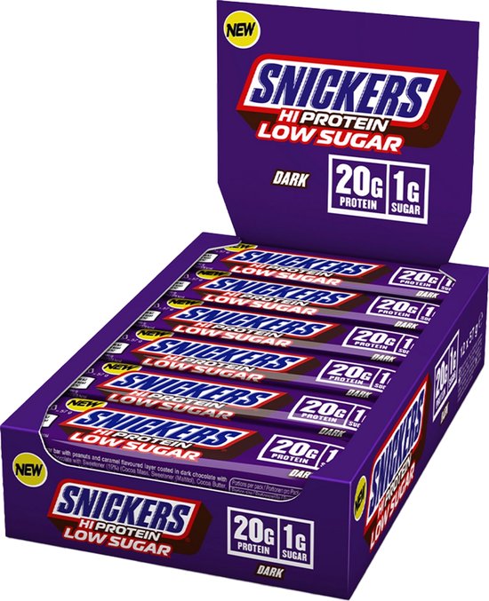 Snickers Dark Low Sugar High Protein Bar (12x57g) Dark Chocolate - Repen - Eiwit Repen van Merkloos