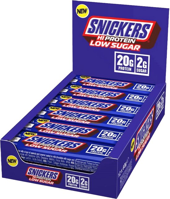 Snickers - Low Sugar High Protein Bar - 12 repen - Milk Chocolate - 20 Gram Proteïne van Merkloos
