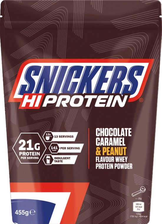 Snickers Protein Powder (455g) Chocolate, Caramel & Peanut Flavour - Eiwitten - Wei-eiwit concentraat van Merkloos