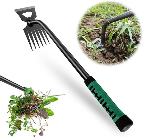 SNQ Onkruidwieder - Handmatige tuinwieder - met rubberen handgreep - voor grondbewerking, groenteplanten, wieden van SNQ