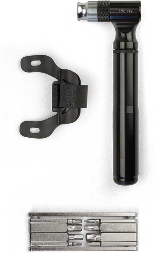 Society Paris Fietspomp Mini en Inbus Multitool - RVS - Aluminium van Society Paris