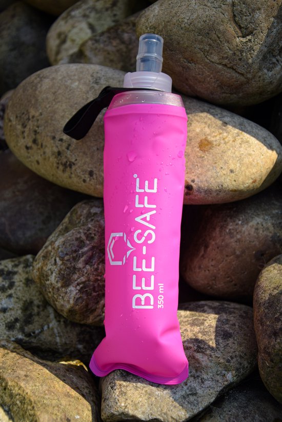 Soft Drink Bottles - pink - BEE SAFE -350ML- - flask - Soft Drink Bottles - zachte drinkfles - flexibele drinkfles - opvouwbare drinkfles
