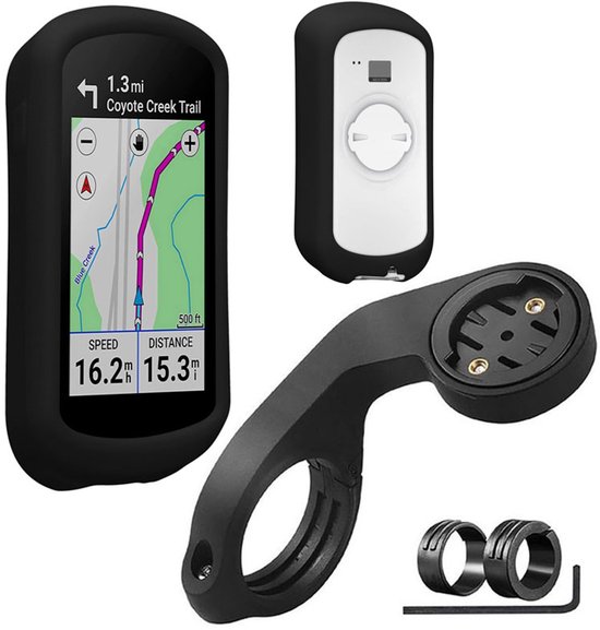 Sogiol® hoes geschikt + GPS houder voor fiets geschikt voor Garmin Edge Explore 2 - Siliconen beschermhoes voor fietsnavigatie - zwart