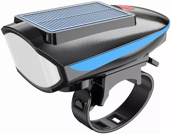 Solar Fietslamp Met Hoorn - 120dB Alarm & 80m Bereik - 3 Lichtstanden + 5 Geluidsmodi - USB/Zonne-Oplaadbaar - IPX4 Waterdicht - Voor MTB/E-Bike