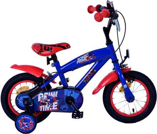 Sonic Prime Prime Kinderfiets Jongens 12 inch Blauw Rood Twee handremmen van Sonic Prime