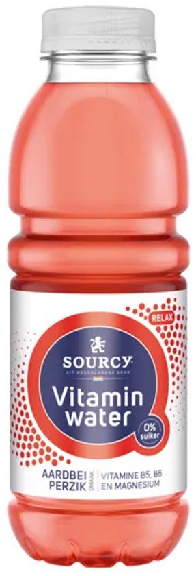 Sourcy Vitaminwater Aardbei/Perzik Met Vitamine B5, B6 En Magnesium PET (6x 50 cl)