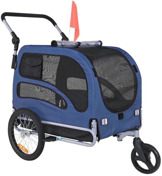 SP® Hondenfietskar - Opvouwbare Winkelwagen - Universele Fietskoppeling - Blauw - 1440cm x 75cm x 85cm