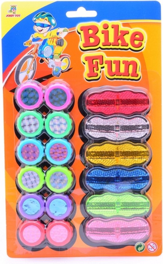 Spaakreflectoren Bike Fun - Fiets accessoires voor kinderen - Reflectoren - 18delig van Bike Fun