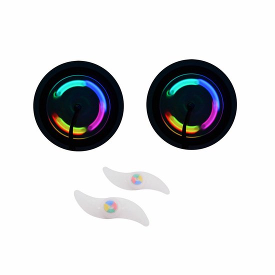 Spaakverlichting - 2x stuks - fiets wieldecoratie - 12 cm - multicolor - fietsverlichting van Merkloos