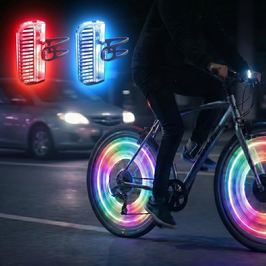 Spaakverlichting Fiets - 2x Fiets spaak LED verlichting - Waterdicht - 12 Knippermodi - USB oplaadbaar - Spaakverlichting met bewegingssensor - kinderfiets - fiets wieldecoratie - multicolor - fietsverlichting - Voor Kinderen, Volwassenen en E-bikes