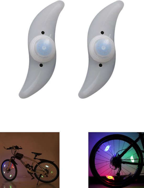 Spaakverlichting Fiets met drie Verschillende Standen Blauw 2 Stuks – 13x4x2cm | Lampjes voor Fietswiel