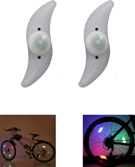 Spaakverlichting Fiets met drie Verschillende Standen Groen 2 Stuks – 13x4x2cm | Lampjes voor Fietswiel