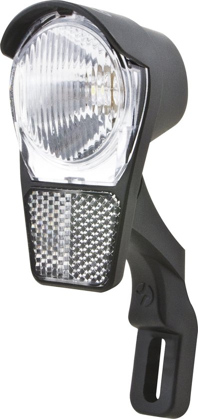 Spanninga Koplamp met geïntegreerde reflector - 4 Lux - Voor naafdynamo - Inclusief vorkbeugel en kabel - Modern ontwerp van Spanninga