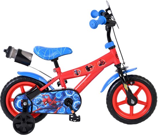 Spider-Man Kinderfiets - Jongens - Mag Wheels - 12 inch - Rood van Merkloos