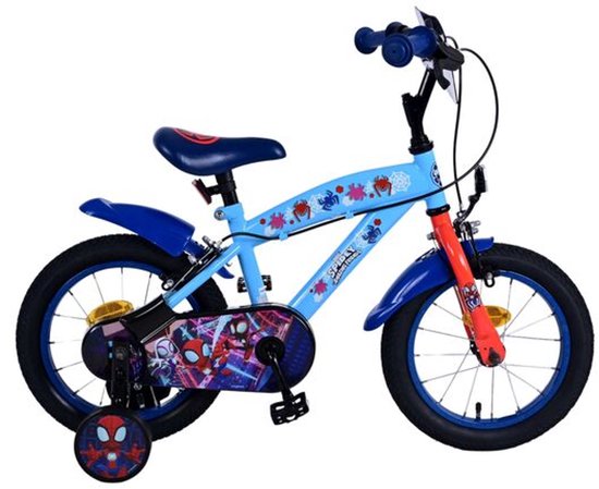 Spidey Kinderfiets - Jongens - 14 inch - Blauw Rood - Twee handremmen van Spidey