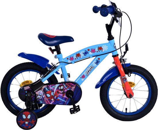 Spidey Kinderfiets - Jongens - 14 inch - Blauw - Twee handremmen van Spider-Man