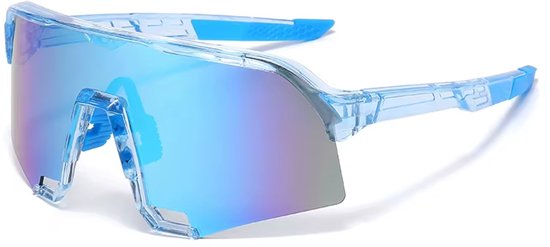 Sport Zonnebril 2025 - Blauw Transparant Frame - Blauwe Lens