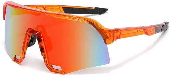 Sport Zonnebril 2025 - Oranje Transparant Frame - Oranje Lens van Merkloos