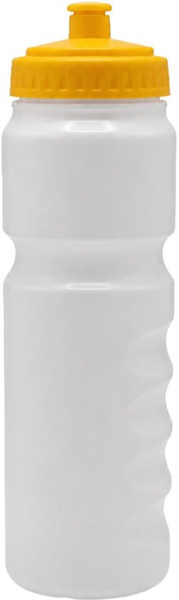 Sportec Bidon - 0,8 l - wit met gele dop