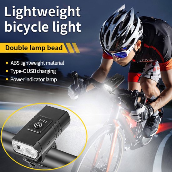 Sportieve fietslamp voor buiten, met breedstraler en spotlichtfunctie, draagbaar USB-oplaadpunt, fietslamp.
