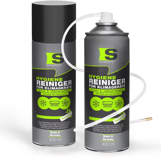 Spraytive 2x 400ml airco reiniger airco spray geurverwijderaar voor auto en huis reinigt ventilatie zonder demontage met slang van Merkloos