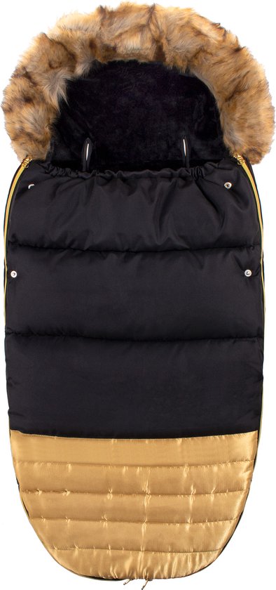 Springos Voetenzak | Voetenzak Buggy | Voetenzak Autostoel | Universeel | 90 cm | Zwart/Goud van Springos