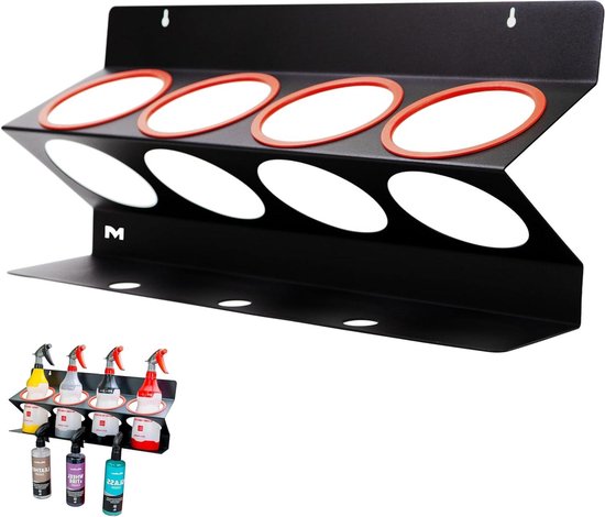 Sproeier Houder - Flessen Organizer - Auto Poetsen - Extra Ophanggaten - 34oz Capaciteit - Zwart