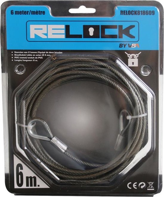 Staalkabel PVC coated 4 mm x 6 m - fietsslot / kabelslot van AXA