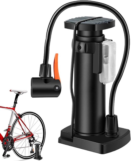 Staande Fietspomp - Bandenpomp - Banden Oppompen - Hogedruk 140 PSI - Compact Ontwerp - Zwart