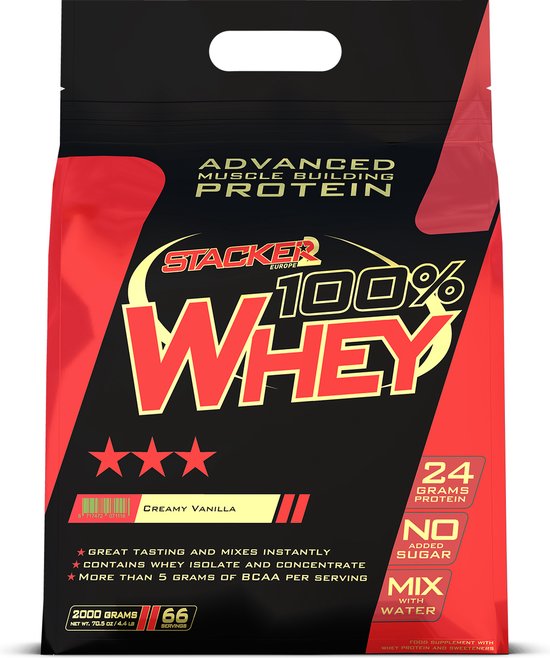 Stacker 2 100% Whey - Eiwitpoeder / Eiwitshake - 2 kilo - Vanille