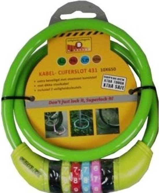 Stahlex Cijfer kabelslot - groen - 10 x 650 mm - fietsslot van Stahlex